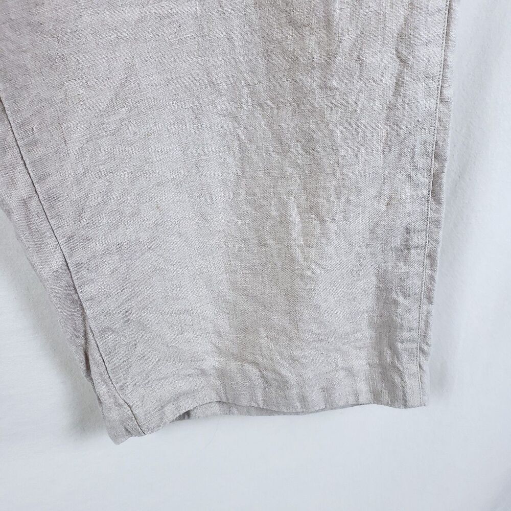 Brandini Coastal Euro Summer Linen Pants Womens XL Straight Leg Resort Natural - Picture 3 of 8